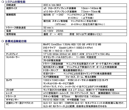 高解像度 印刷静止画像装置　イメージチェッカー DST-1400　製品仕様